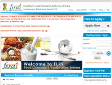 Tablet Screenshot of foodlicensing.fssai.gov.in